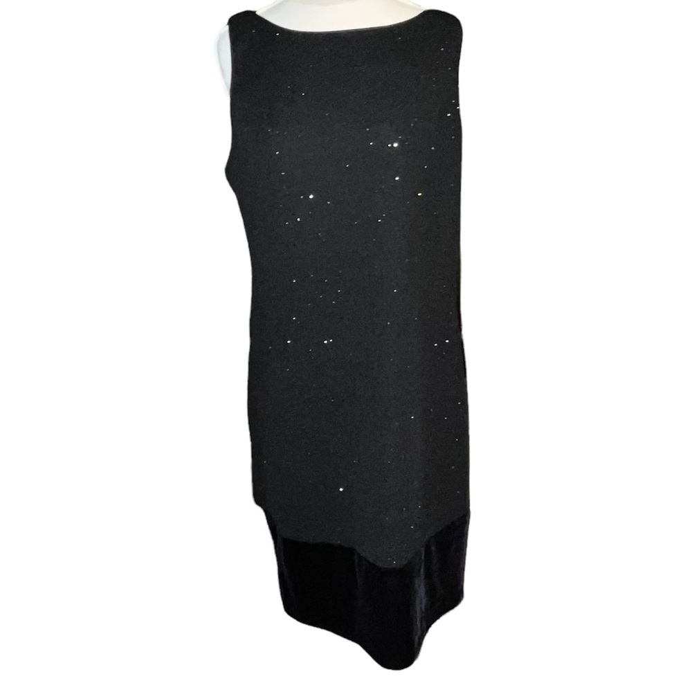 Jessica Howard Black Sleeveless Fitted Beaded Dress Size 14 Tall